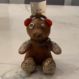 Coach Brown and Red Bear Keychain
